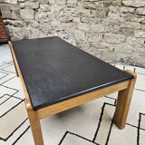 Table basse vintage 1970" bois ardoise