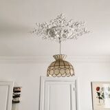 Hanging lamp in mother-of-pearl and vintage brass