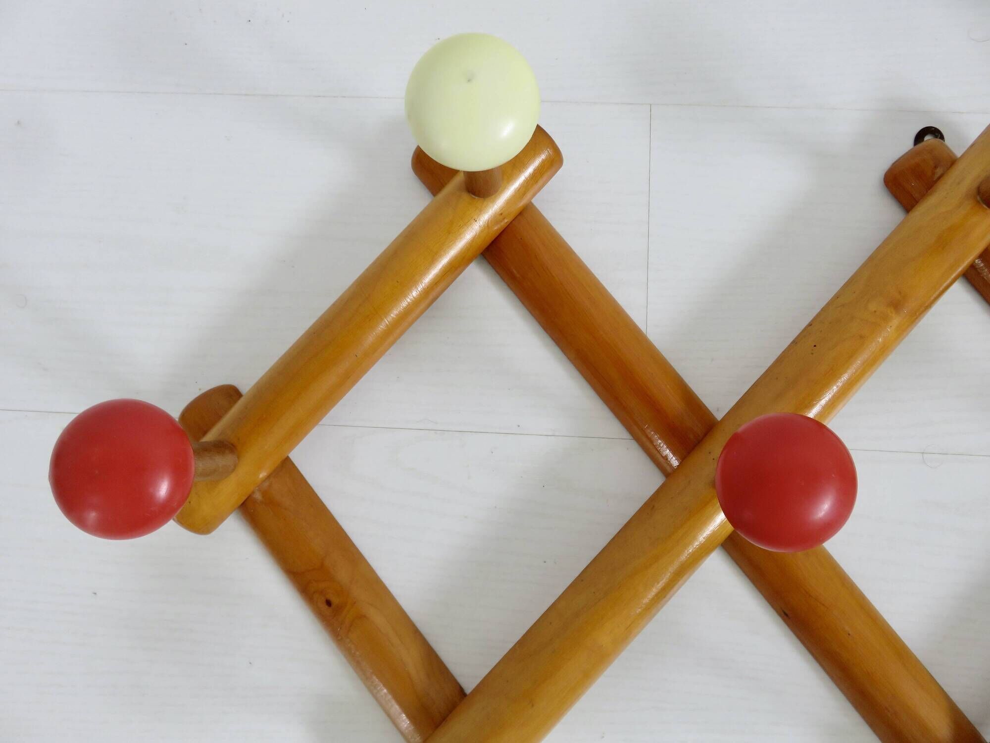 Wall coat rack, accordion, 8 hooks, 50s-60s