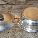 Silver-plated metal dish, Saglier brothers hallmark, silver-plated metal vegetable dish, art deco