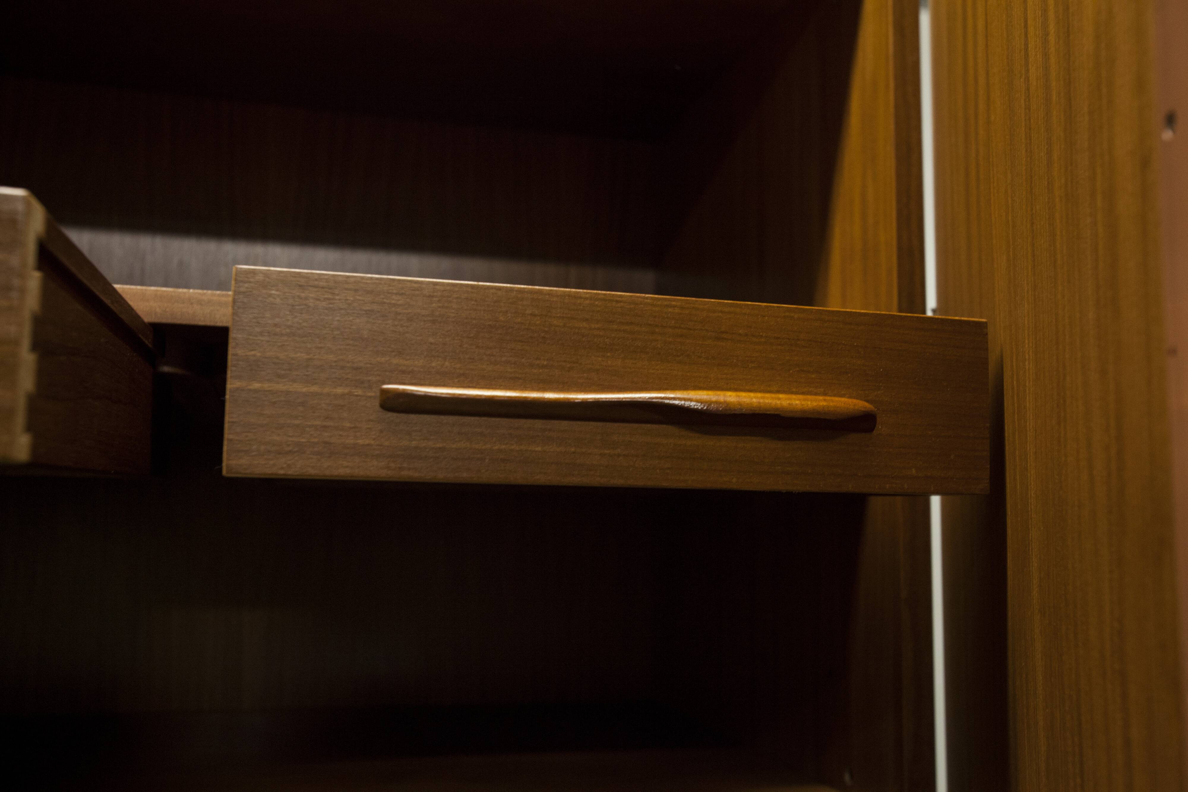 Scandinavian wardrobe 1960 teak 4 doors, 3 drawers, 2keys