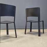 Vintage black leather dining chairs, Italy, 1980s
