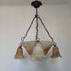 Vintage 4-light chandelier in black metal and glass, France