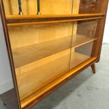 Donker vintage fineer design vitrinekast Jirak, boekenkast