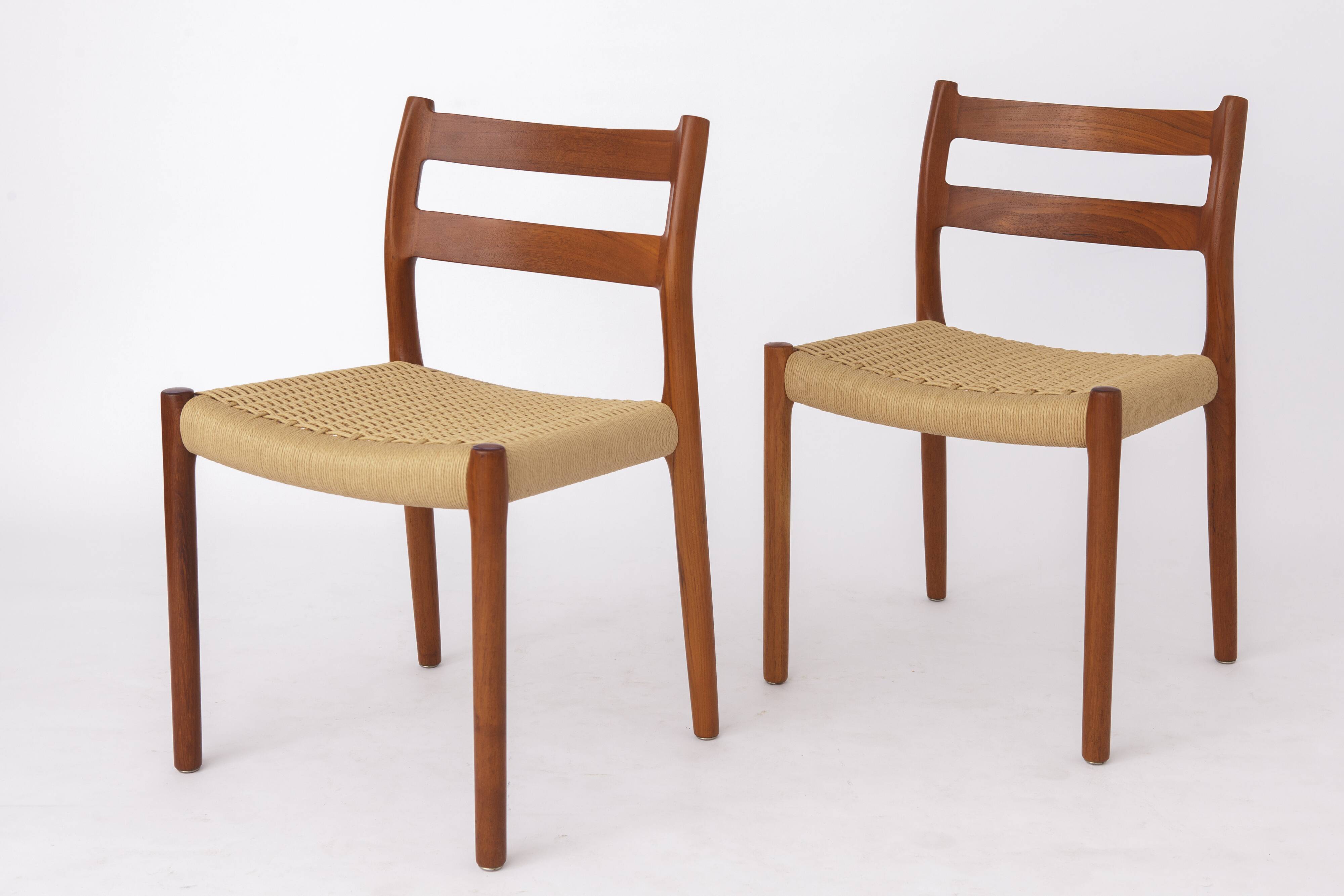 Set of 4 Niels Otto Møller Model 84 Chairs – Danish Teak & Paper Cord, 1970