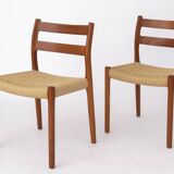 Set of 4 Niels Otto Møller Model 84 Chairs – Danish Teak & Paper Cord, 1970