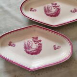 Lot de 2 raviers losanges  scènes bucoliques