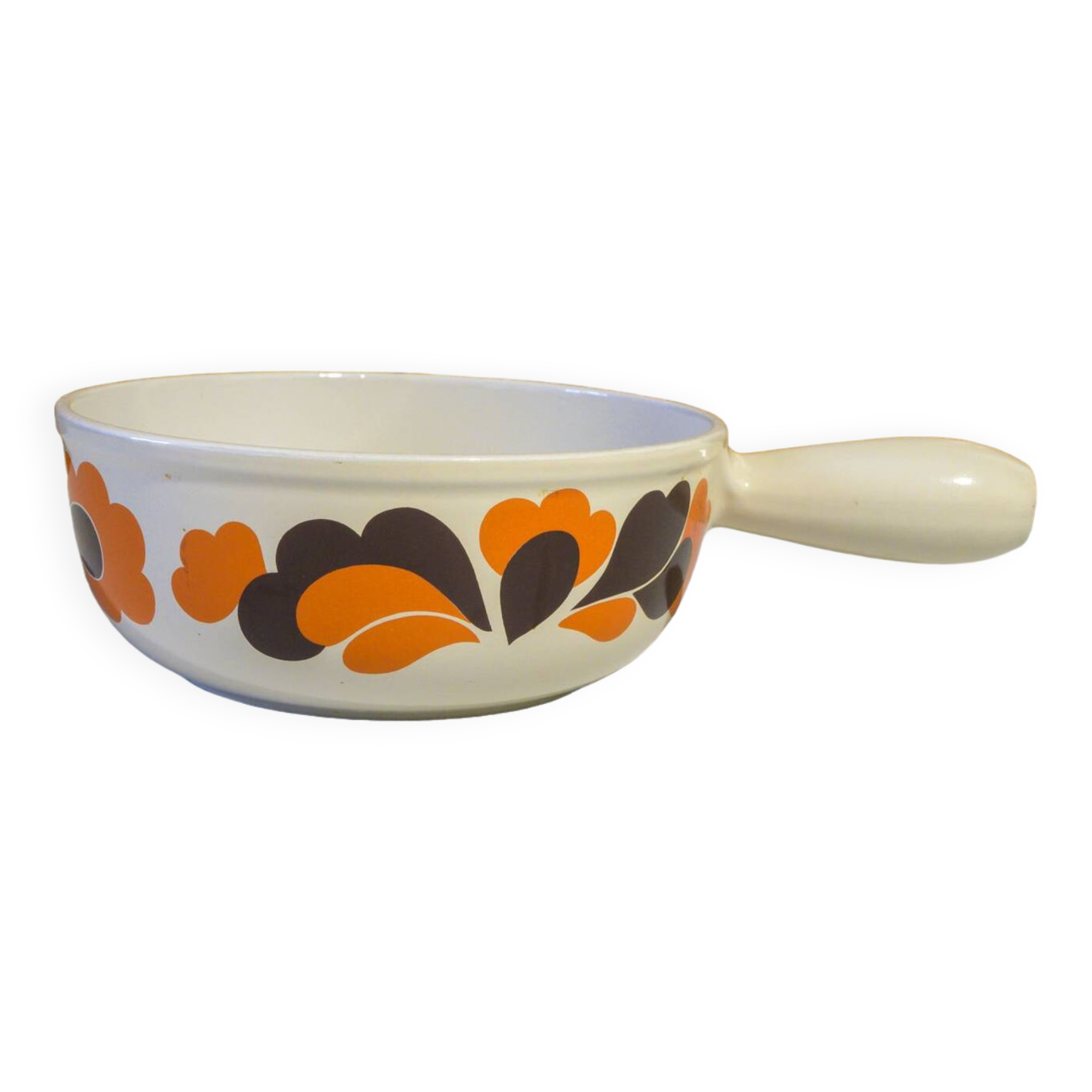 Caquelon en fonte émaillée motif 70's Le Creuset