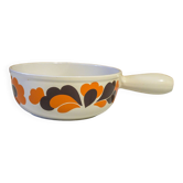 Enamelled cast iron fondue pot with 70's Le Creuset pattern