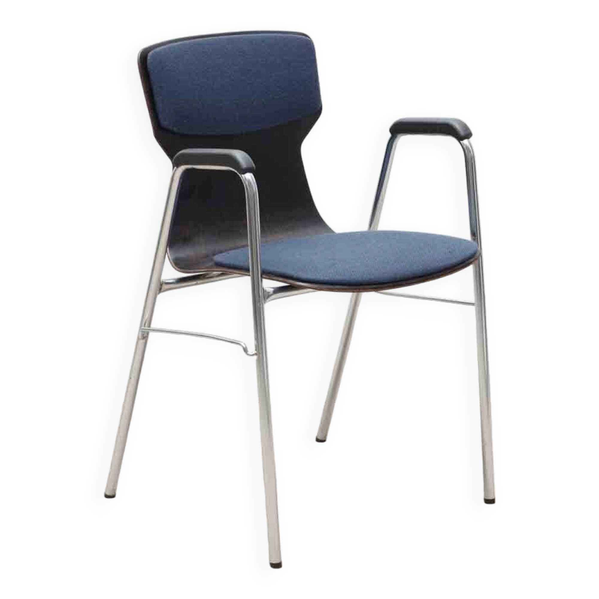 Chaise Eromes fourmi ébène et chrome avec accoudoirs et coussin