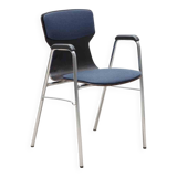 Eromes ant ebony and chrome chair with armrests and cushion
