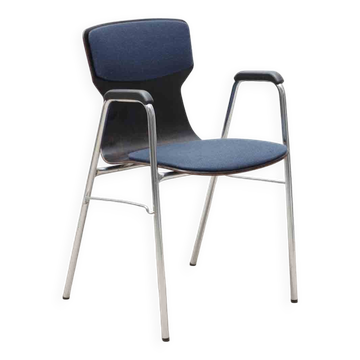 Eromes ebony and chrome ant chair with armrests and cushion