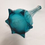 Vase soliflore en verre bleu émaillé