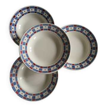 Ensemble de 4 Assiettes Creuses en faïence Vincennes VF Paris