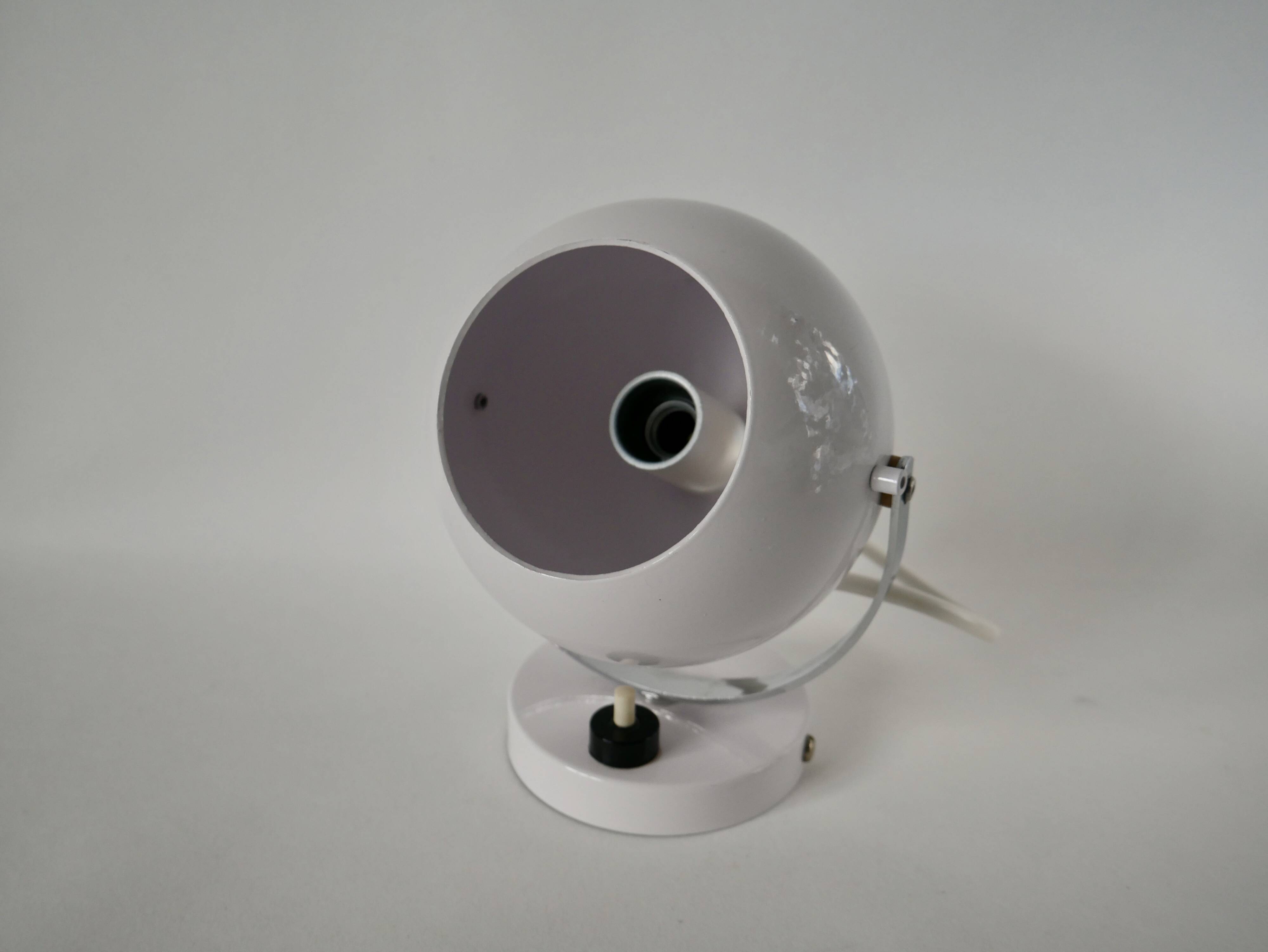 Eyeball space age white wall light from the 70s