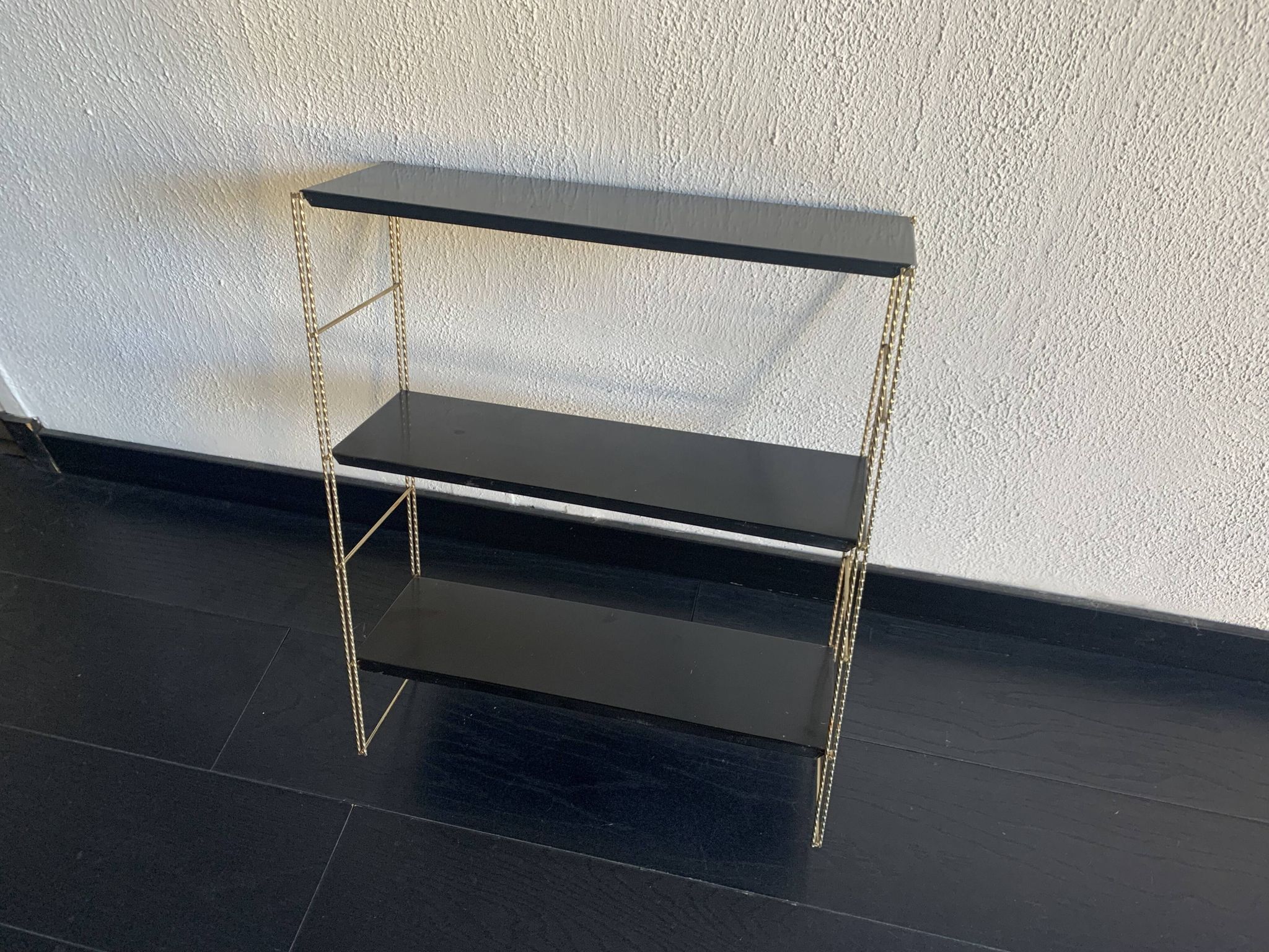 Etagère String murale noir et doré, 1960