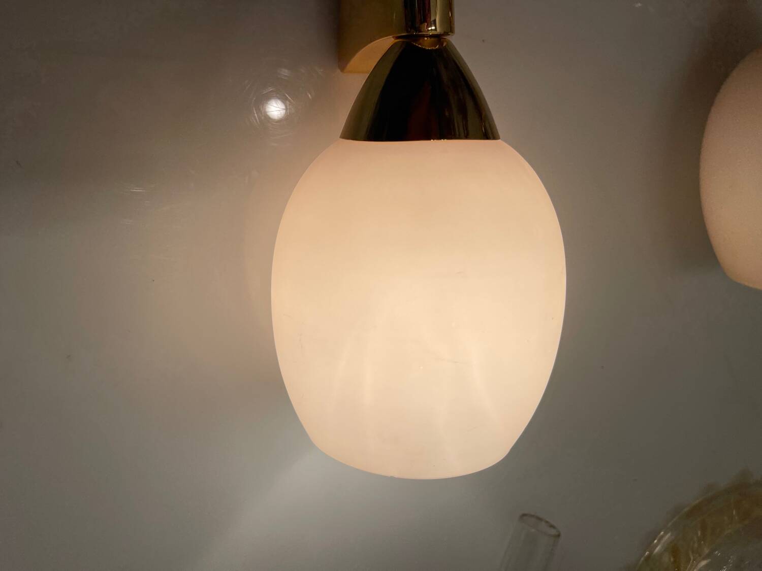 Pink Opaline Glass Brass Sconces Set of 2 1960’s