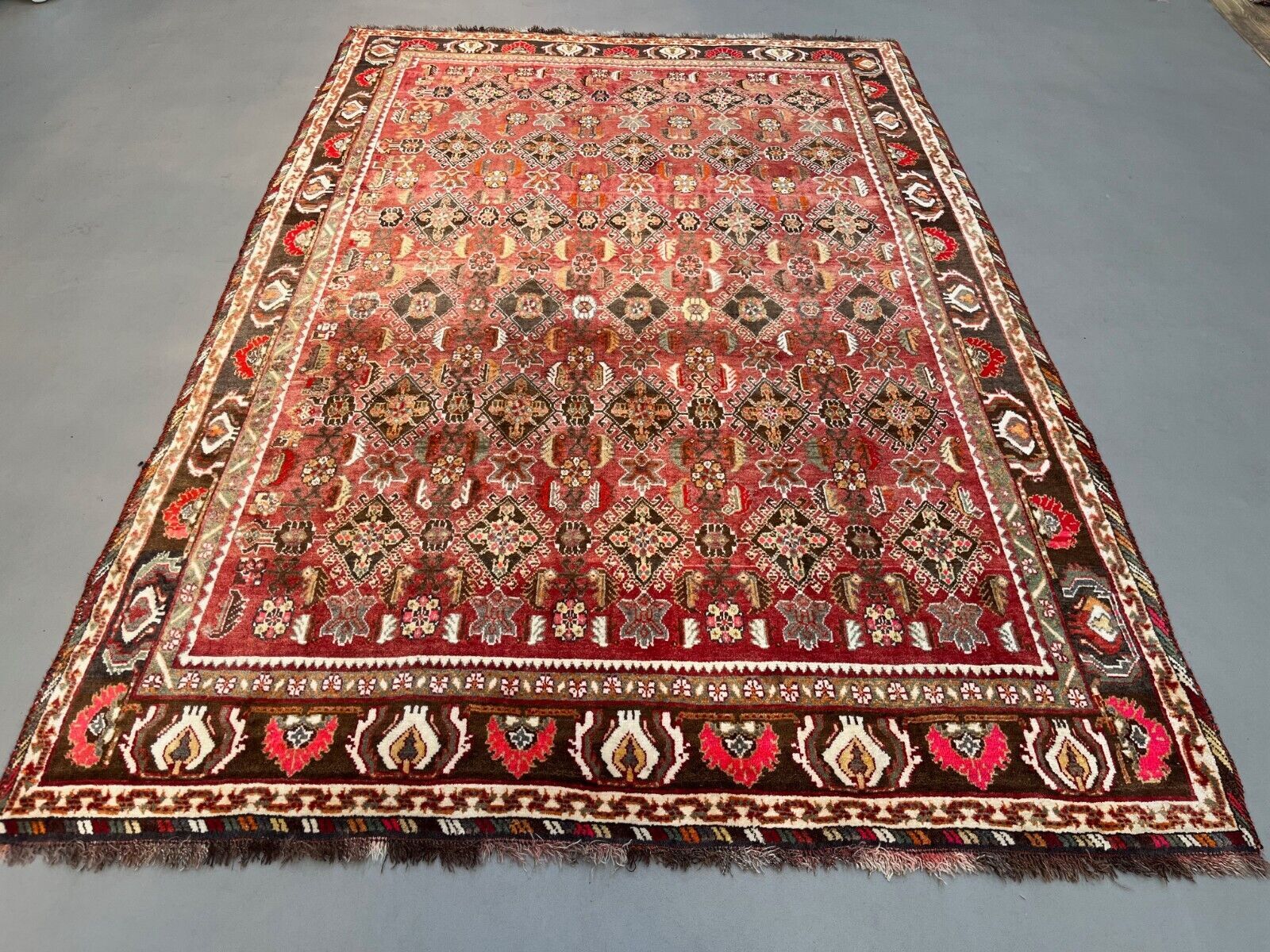 Tapis Abadeh vintage traditionnel 250x169 cm, tapis oriental fait main.