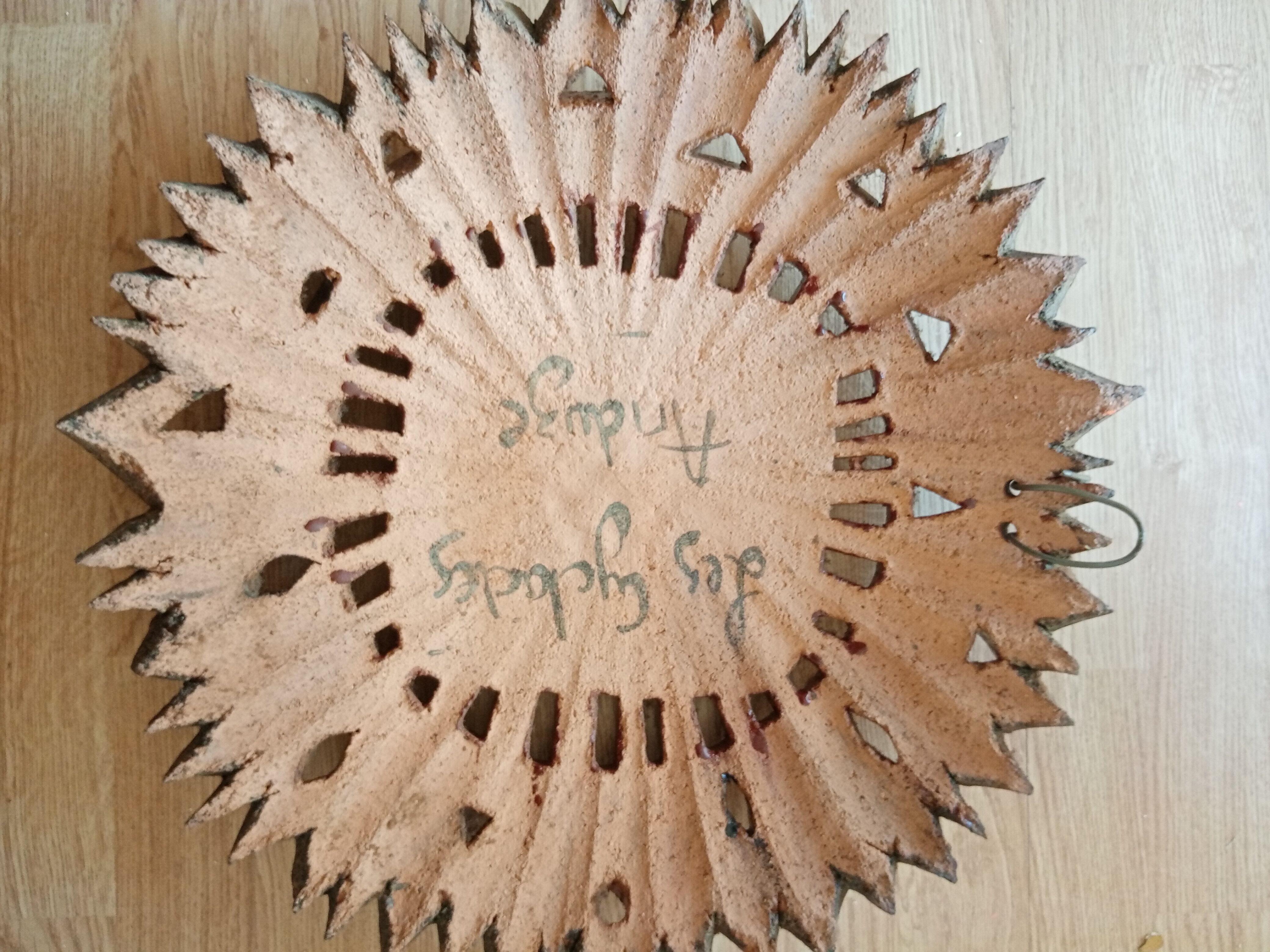 Ceramic sun by Roland Zobel Les Cyclades Anduze