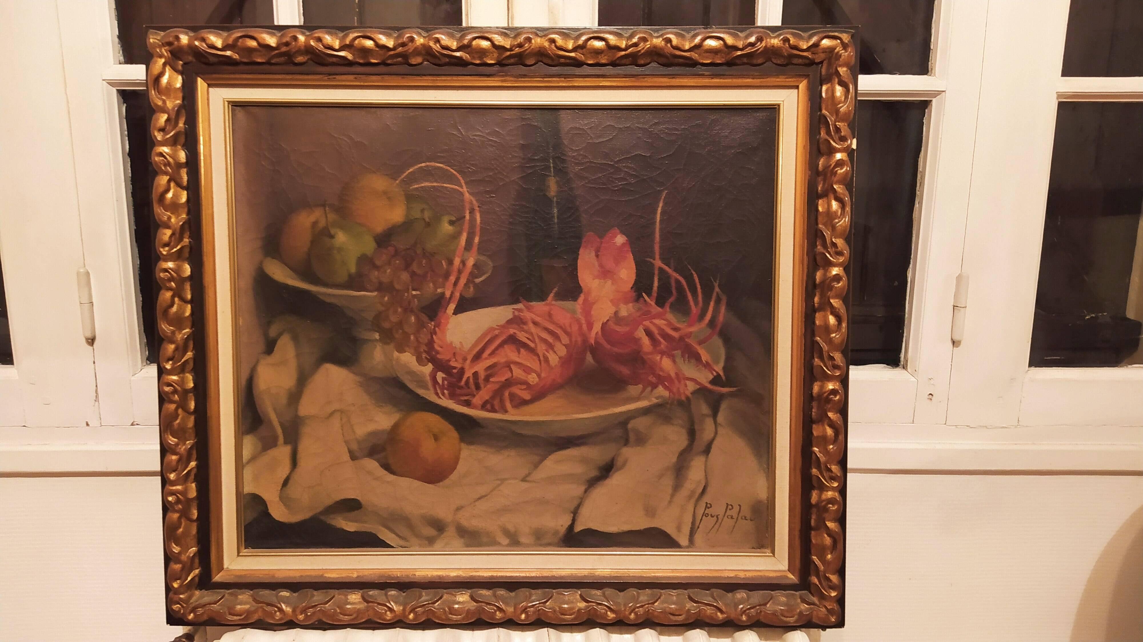 oil painting Antonio Pous Palau (1870–1959) – Still Life with Lobster