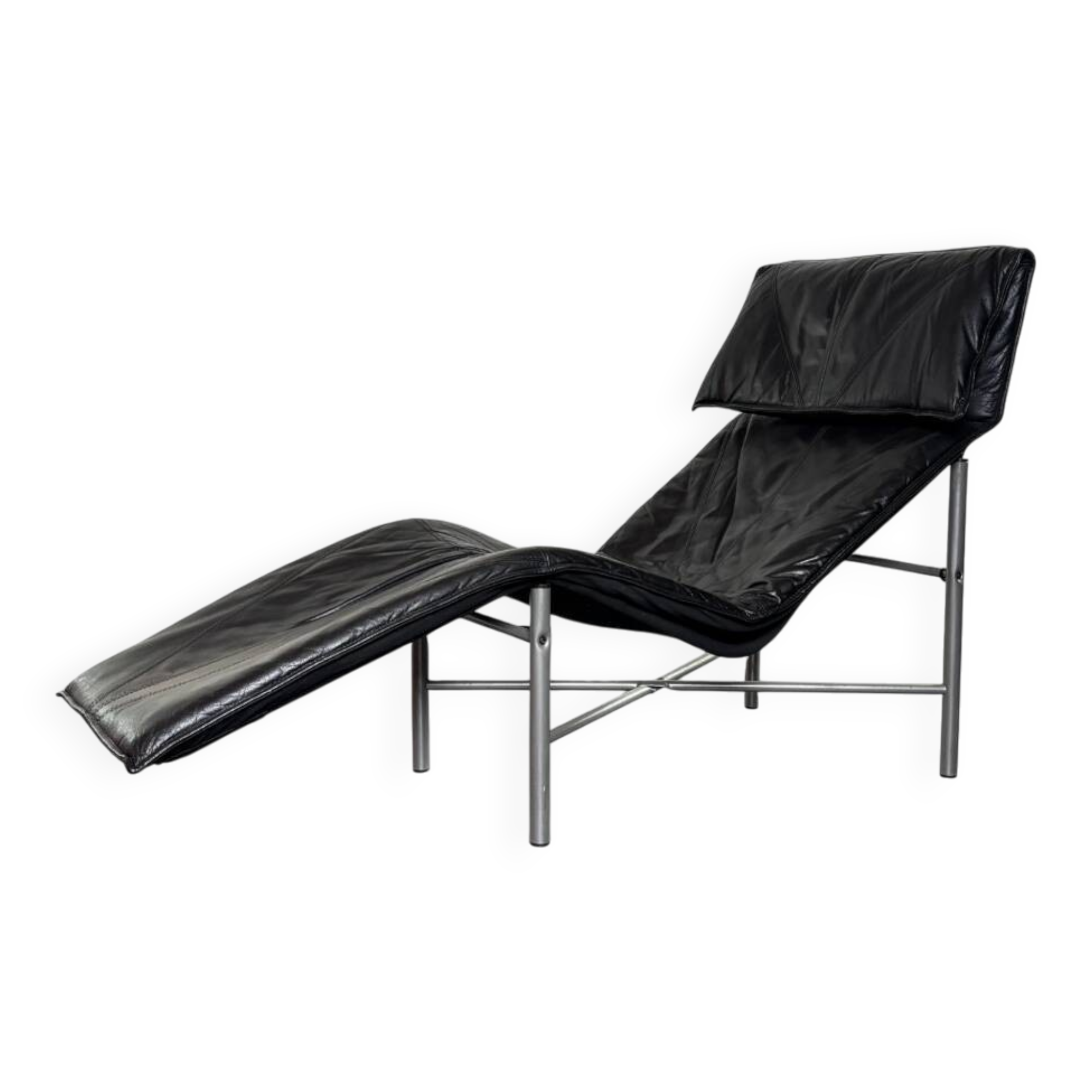 Chaise Longue Skye en Cuir Noir par Tord Björklund pour Ikea, Suède, 1980