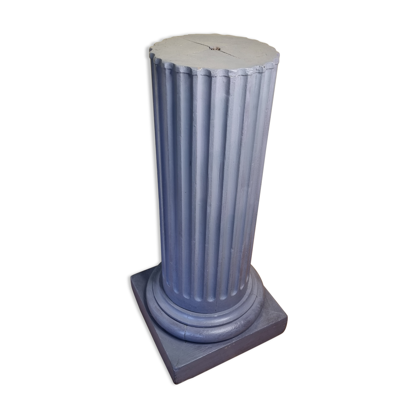 Monumental Ionic column foot in painted wood, 96 cm