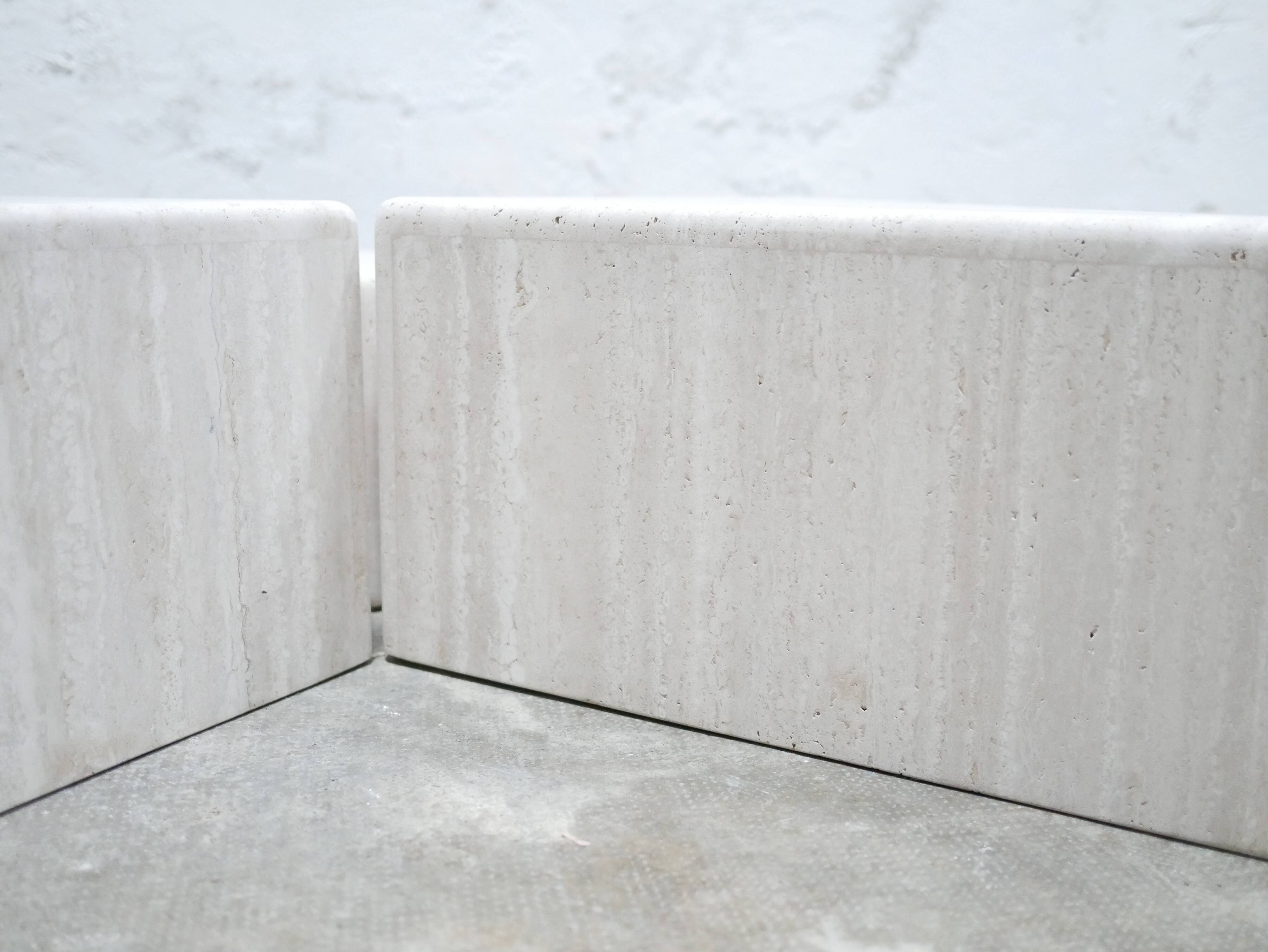 Vintage travertine coffee table published by Roche Bobois