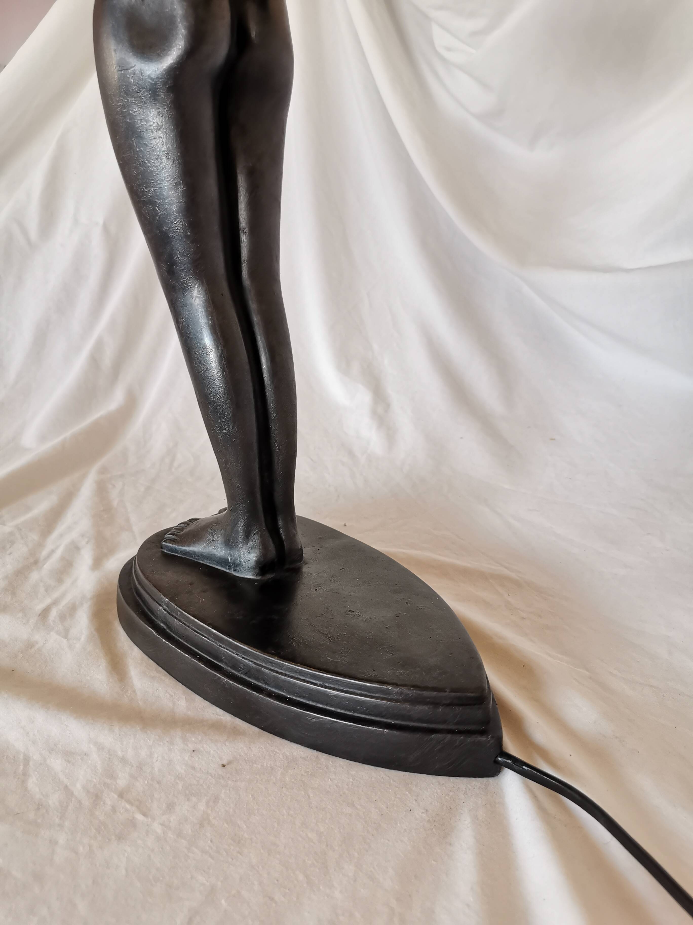 Large lamp, woman with ball, yoga, art deco style, 1980