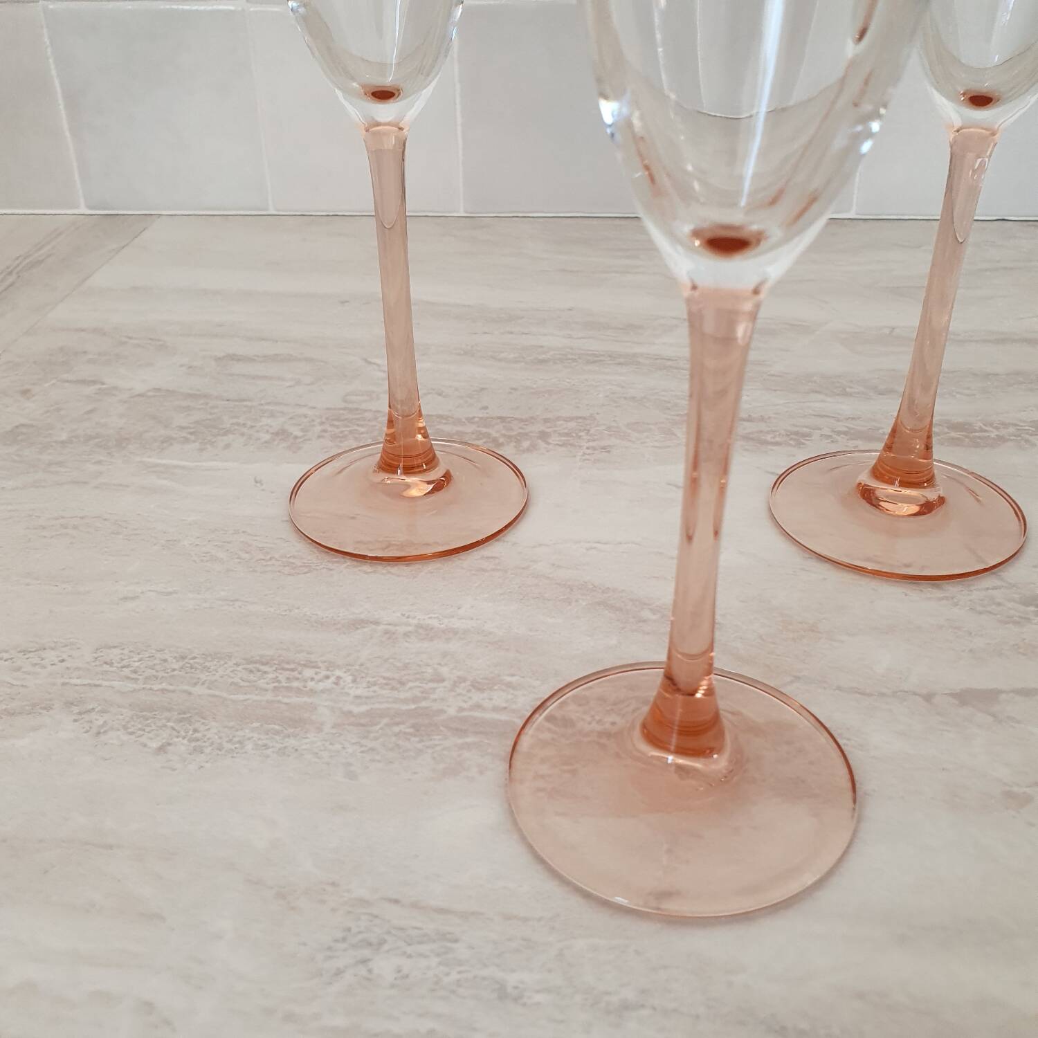 Pink stem champagne flutes
