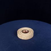 Italian Round Travertine and Copper-Toned Metal Ashtray, 1970
