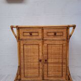 Buffet, commode en bambou et rotin, années 60