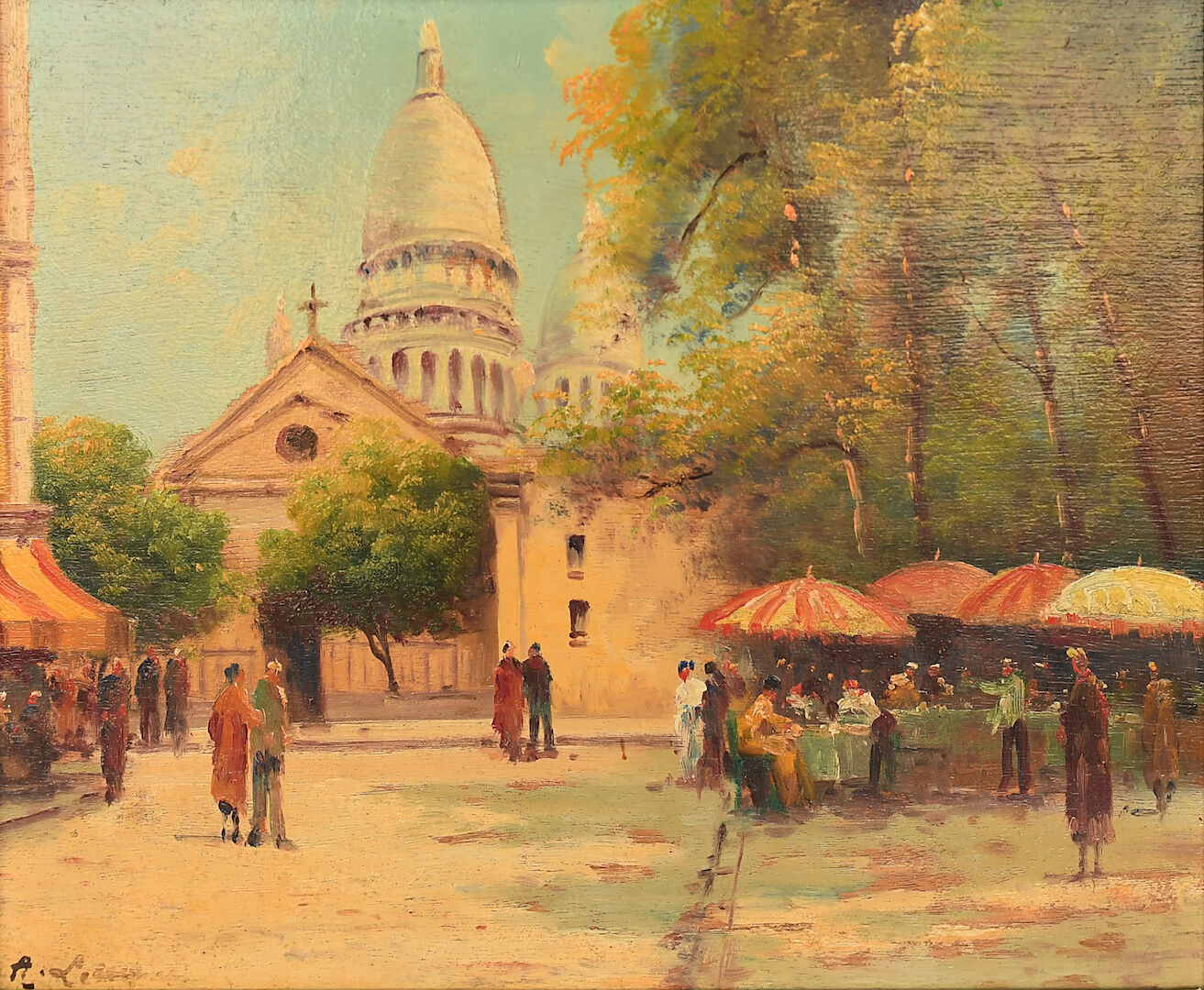 Oil on panel View Montmartre