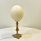 Ostrich egg on bronze stand old cabinet of curiosities lamp