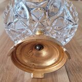 Tray / ashtray on a stand with cherub (glass and gilded metal)