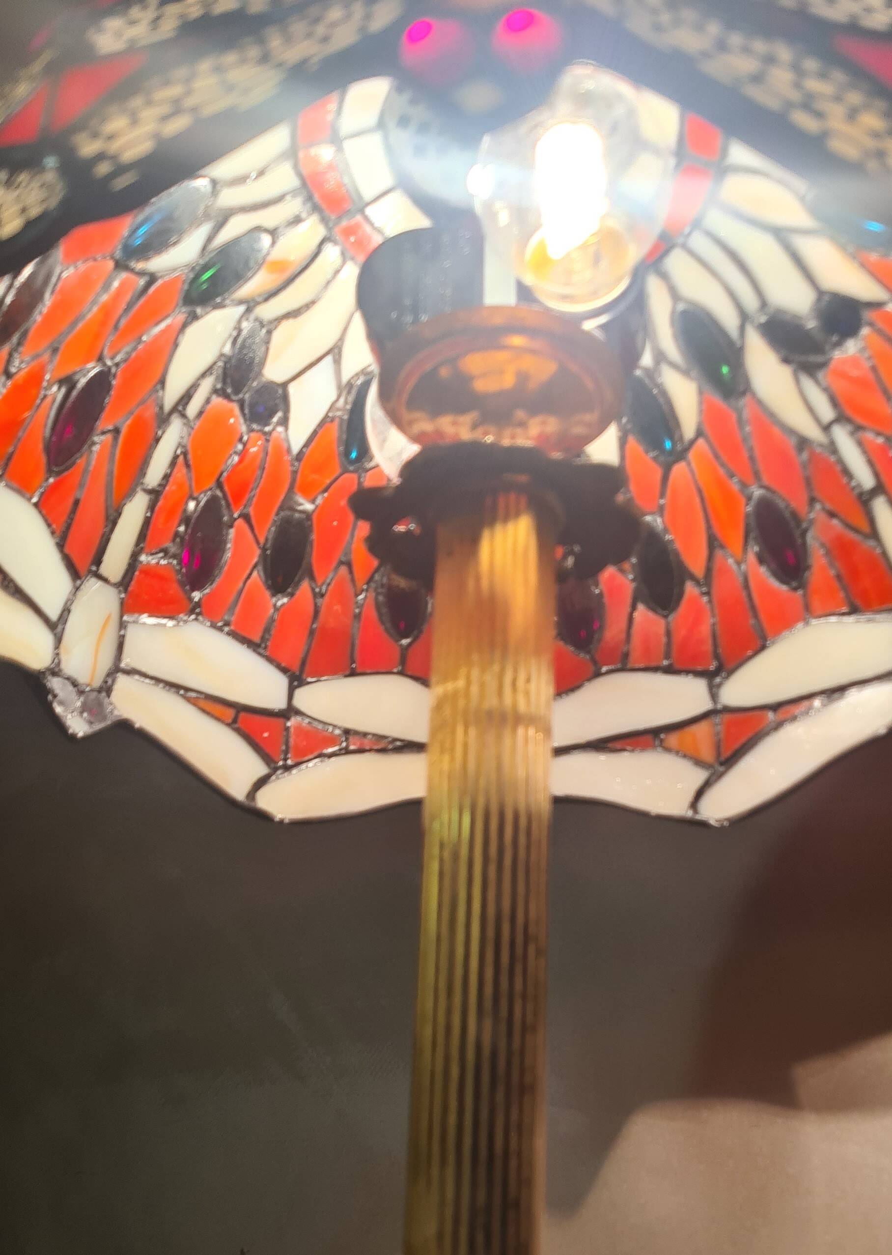 antique bronze lamp, glass paste lampshade, electrically redone