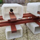 Scandinavian vintage suspension 60s, 6 fires, teak and perplexed