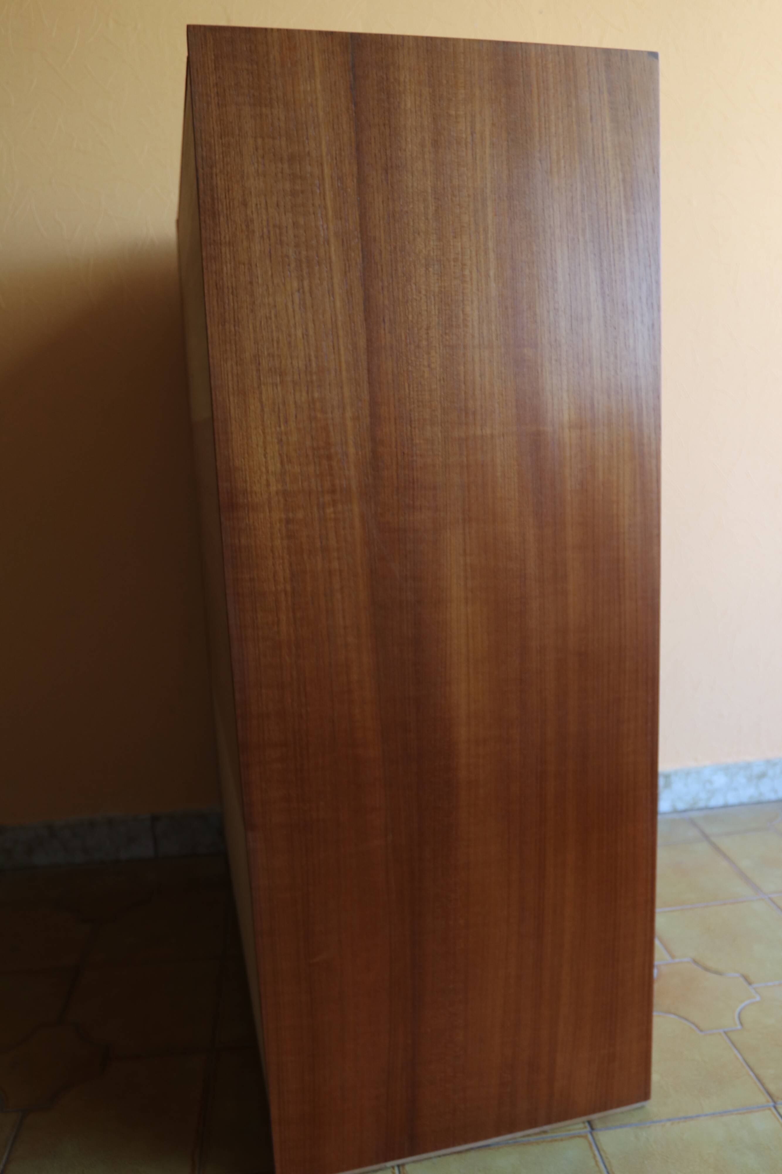 Teak veneer chest of drawers