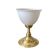 Antique white opaline glass globe table lamp with a brass base.