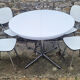 Round table and white formica chairs, vintage, 70s