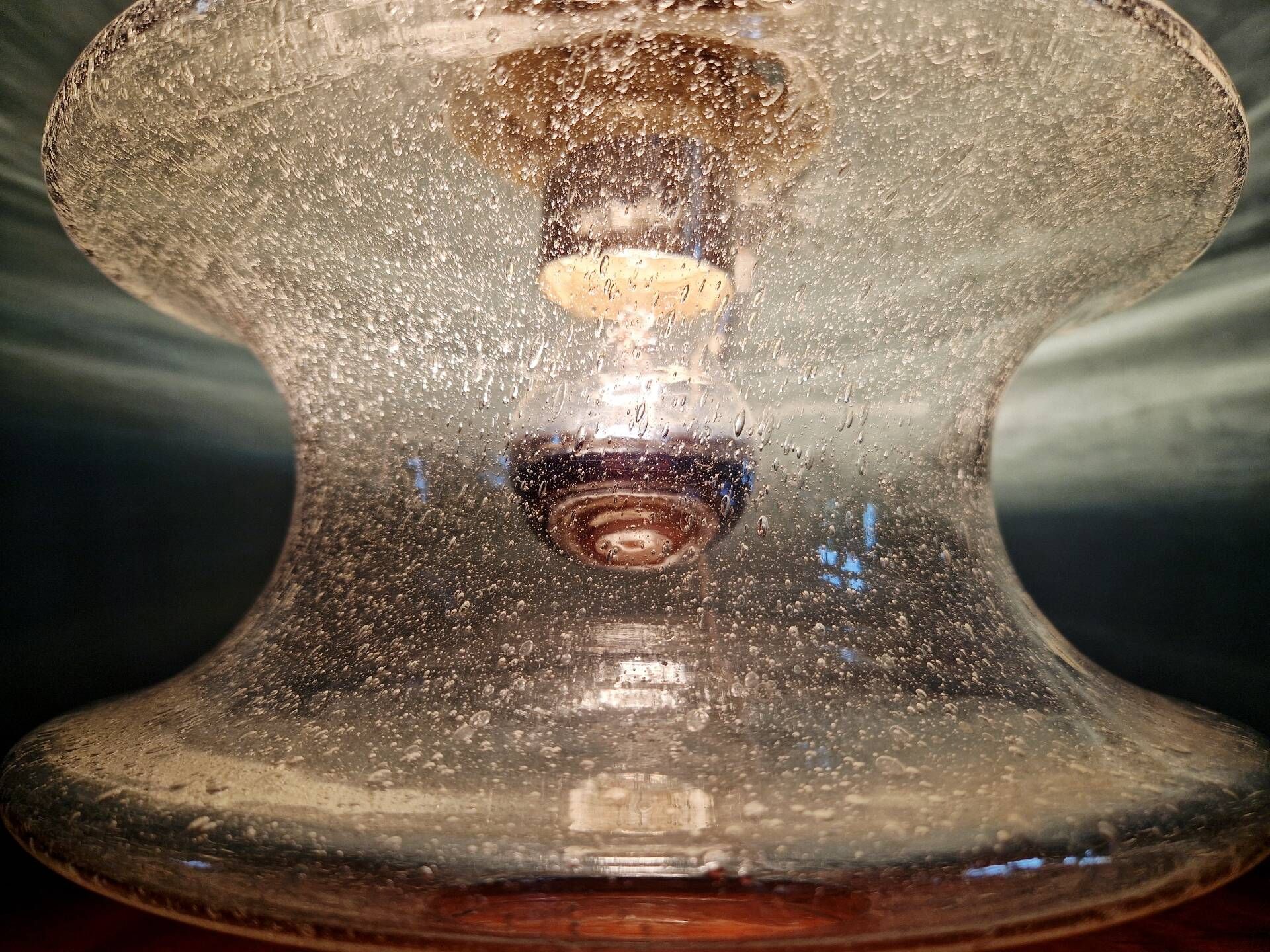 Plafonnier meerpaal en verre bullé transparent, raak amsterdam, 1970
