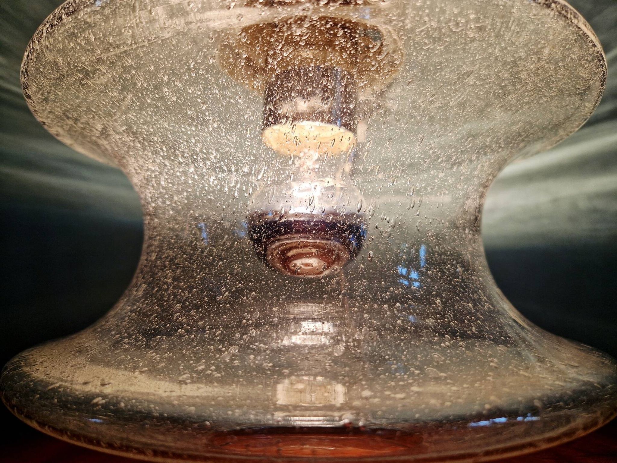 Ceiling light meerpaal in transparent bubbled glass, raak amsterdam, 1970