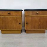Pair of vintage oak bedside tables