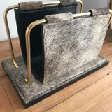 Letter holder in cowhide and brass