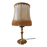 Lampe ancienne en acier doré et abat-jour en nacre années 60-70