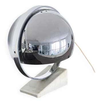 Vintage Space Age table lamp with marble base and revolving chromed metal shade