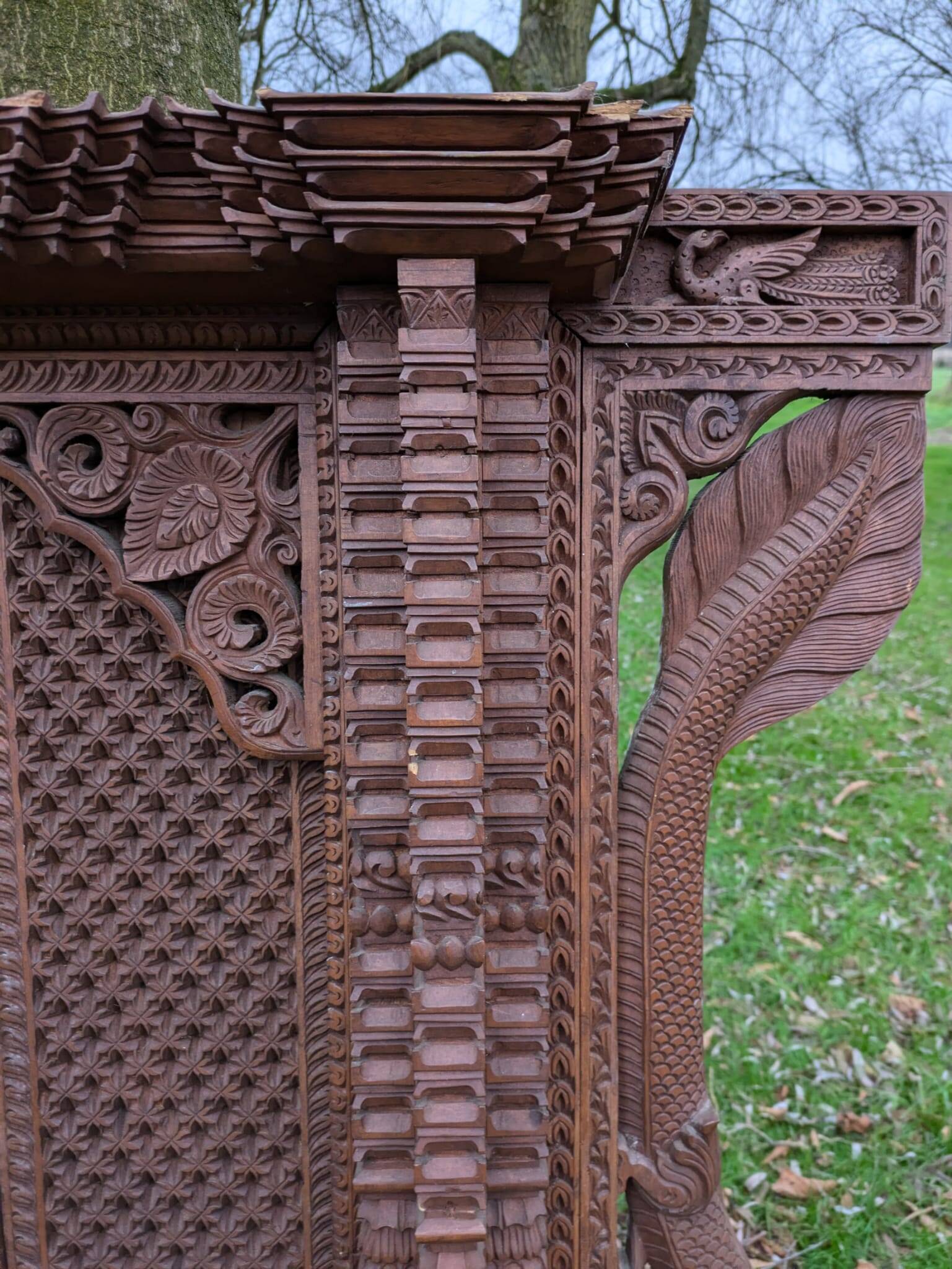 Vintage Wooden Newari Window From Nepal