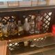 Vintage corner bar with fridge, corner unit/sink