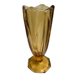 Amber molded glass vase 70s