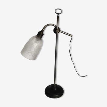 Lampe atelier fer nickelé art déco 1920 - 50 cm