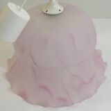 White and pink frosted glass pendant light/Vintage/1970s
